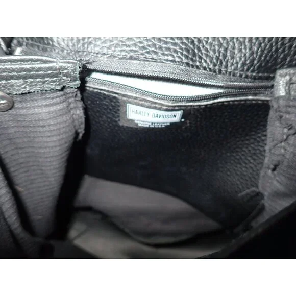 Harley Davidson Leather Back Pack Women Adjustable Shoulder Pebble Logo - Picture 4 of 6